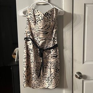 H&M Strapless Animal Print Dress - Black and Cream